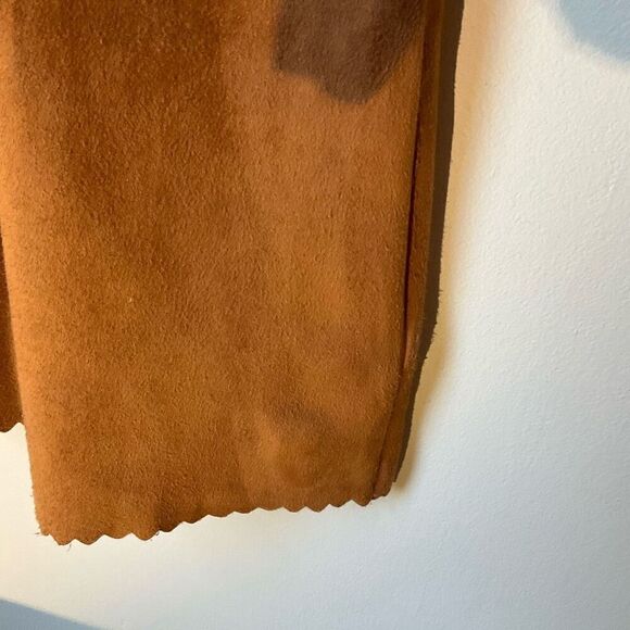 HYFVE Scalloped Hem Mini Dress, Large. Faux Brown Suede. Microfiber. Pretty - Picture 13 of 14